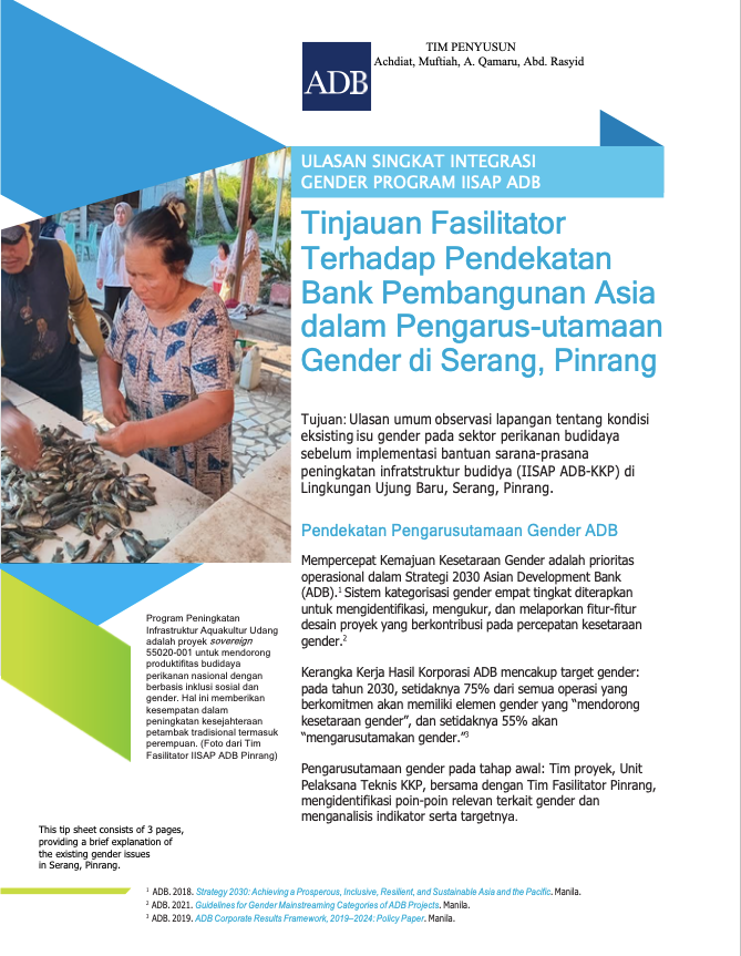 Tinjauan Fasilitator Terhadap Pendekatan Bank Pembangunan Asia dalam Pengarus-utamaan Gender di Serang, Pinrang