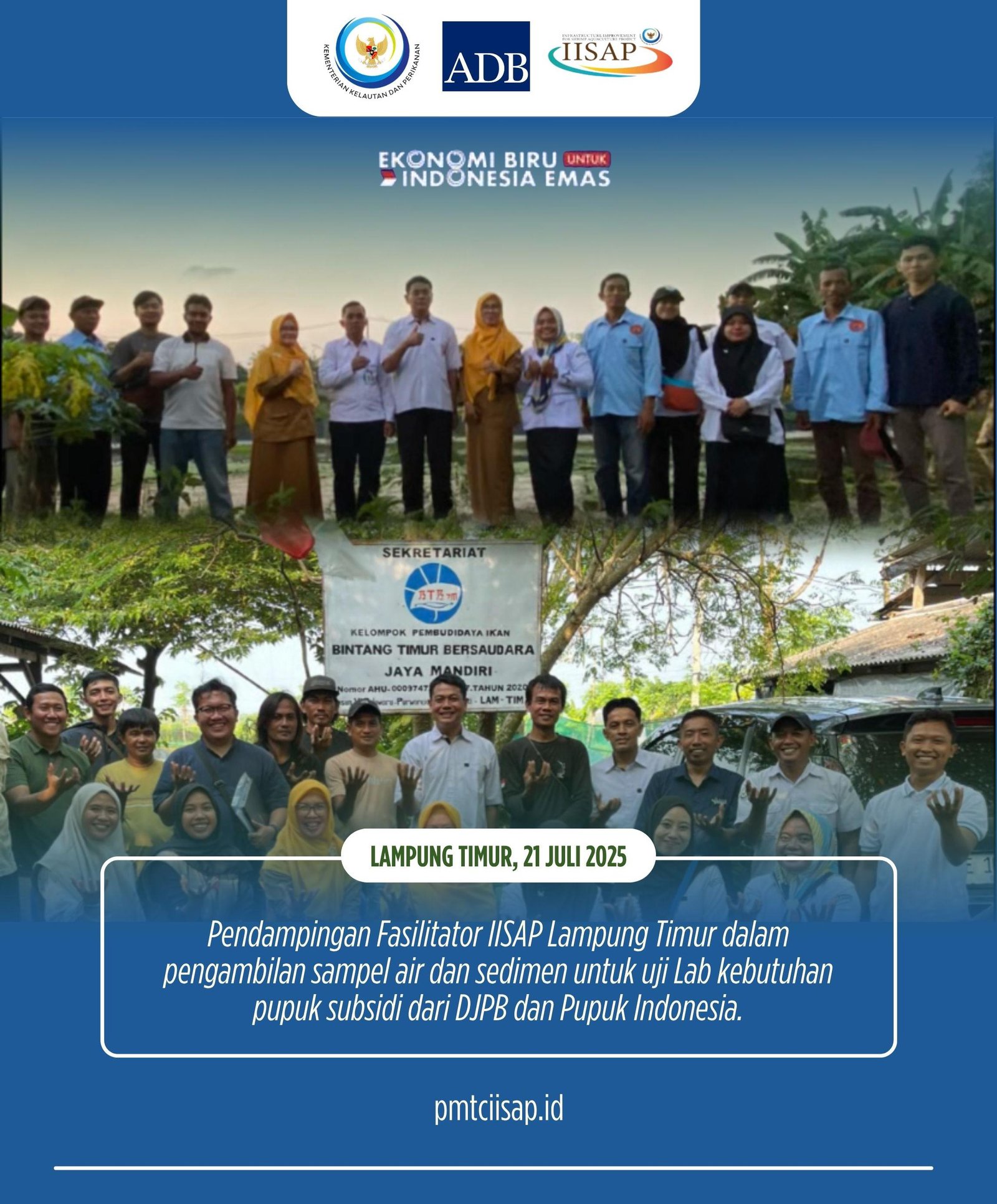 Pendampingan Fasilitator IISAP Lampung Timur Dalam Pengambilan Sampel Air dan Sedimen untuk Uji Kebutuhan Pupuk Subsidi